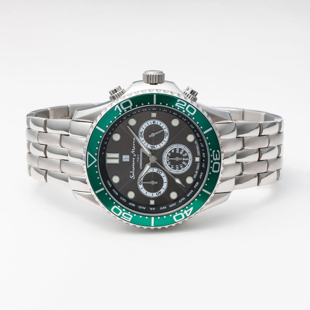 Salvatore Marra Solar Analog Quartz Limited Edition Men's Radio-Controlled Watch, Movement, Waterproof, SSBKGR,