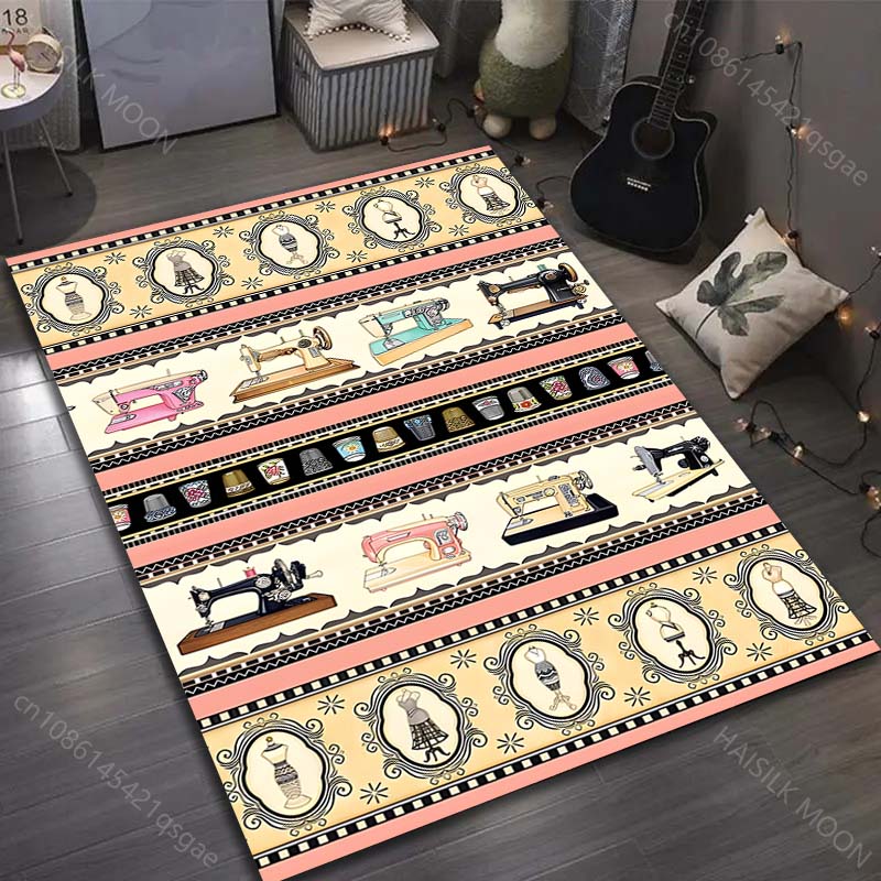 

Sewing Machine Needle and Thread Paint Carpet Non-slip Floor Mat for Living Room Bedroom Home Decor Sofa Table Area Rug 40x60cm (16x24in)