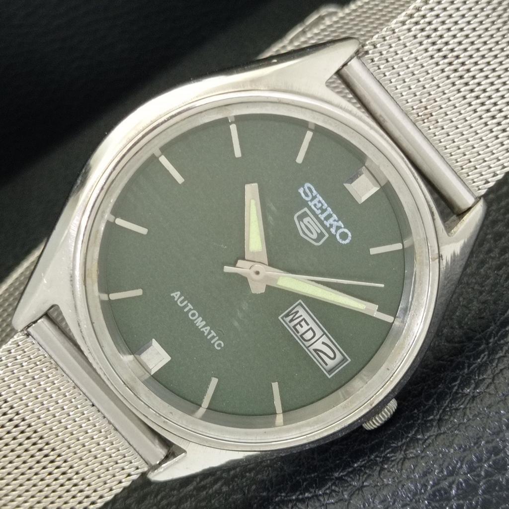 VINTAGE SEIKO 5 AUTOMATIC 6309A JAPAN MENS GREEN COLOR DIAL WATCH a701525-5 R206b-a701525