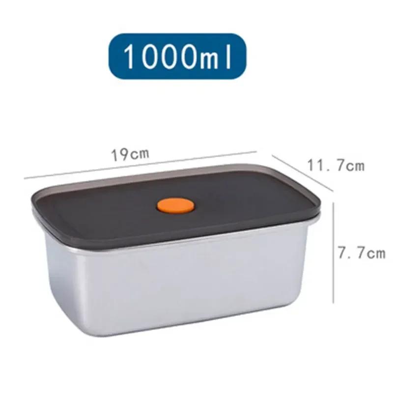 250ML/600ML/1000ML 304 Stainless Steel Bento Lunch Box with Lid Food Containers Fresh-keeping Box Home Leak-Proof Storage Box