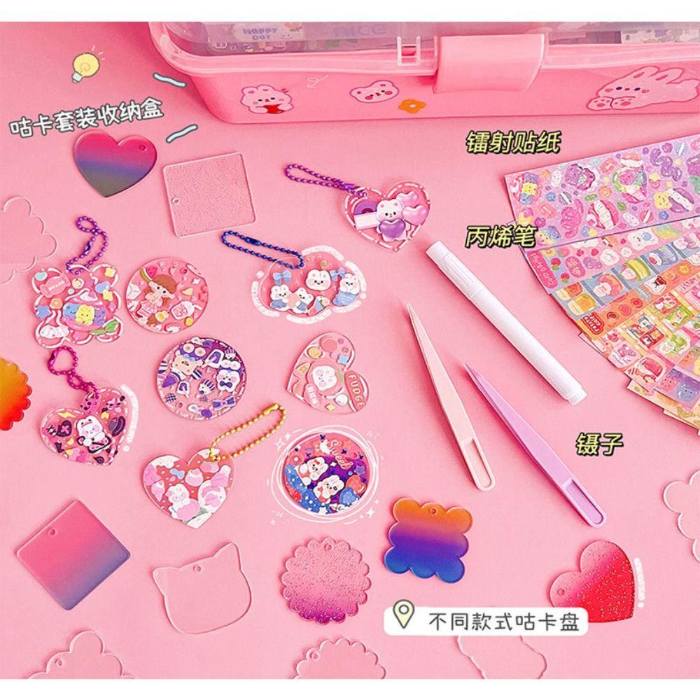 Box Scrapbooking DIY Keychain Making Kit Guka Sticker Set DIY Keyring DIY Handbook Material Sticker