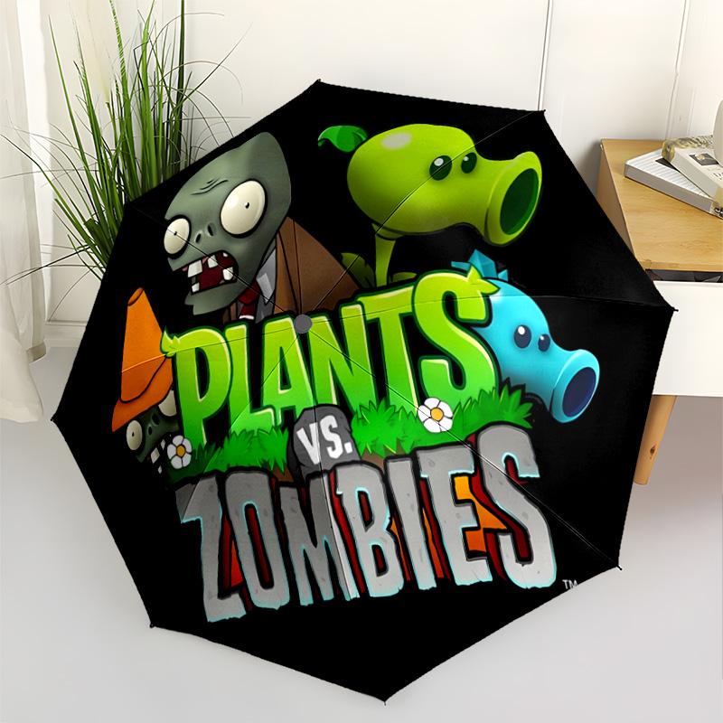 Plants Vs Zombies Adventure Portable Automatic Umbrella Sturdy 8-Rib Shaft Foldable Design All-Season Use Fashion Lovers Stylish Gift for Women