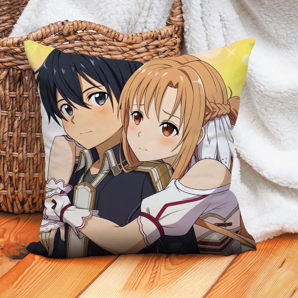 Sword Art Online Asuna&Kirito Pillow Case Home Decoration Cushion Cover Suitable For Office Sofa Bedroom Car