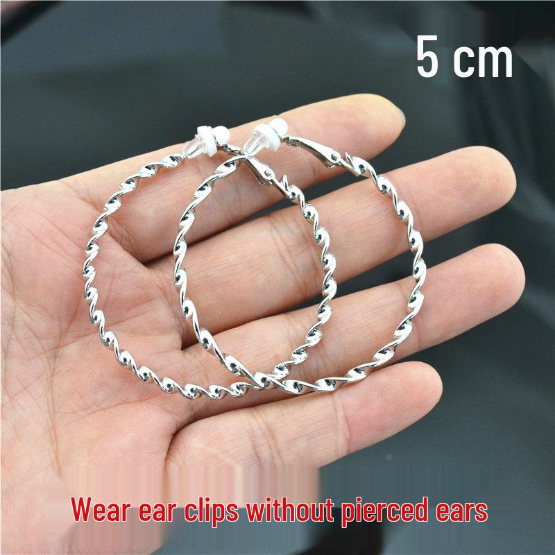 Women’s Shiny Twisted Circle Ear Clips - Gold & Silver, No Piercing Needed