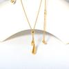 Gold Water Drop Pendant Necklace Women's Cold Wind Light Luxury Versatile Sweater Chain Stainless Steel Necklace