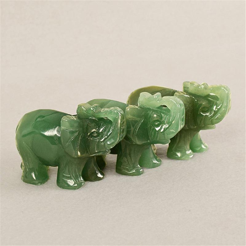 Elephant Statue Natural Crystal Healing Rose Quartz Black Stone Jade Craft Home Decoration Christmas Gift Animal Statue Stone