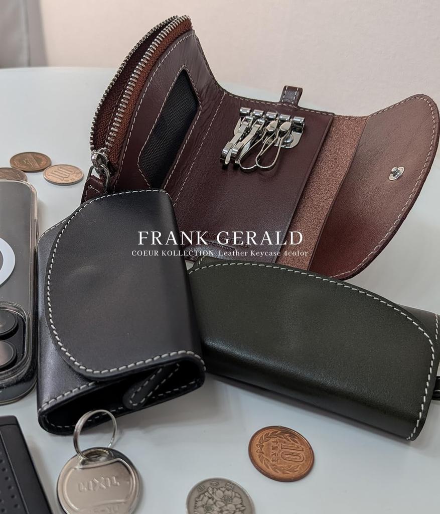 Genuine Leather Key Card Coin Small Item Smart Key Simple Design for Men and Women Case, Case, Purse, Holder, Case, Compact, (Brown)