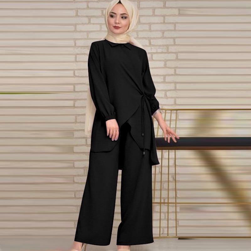 Autumn 2025 European & American Women's Loose Casual Muslim Fashion Two-Piece Set