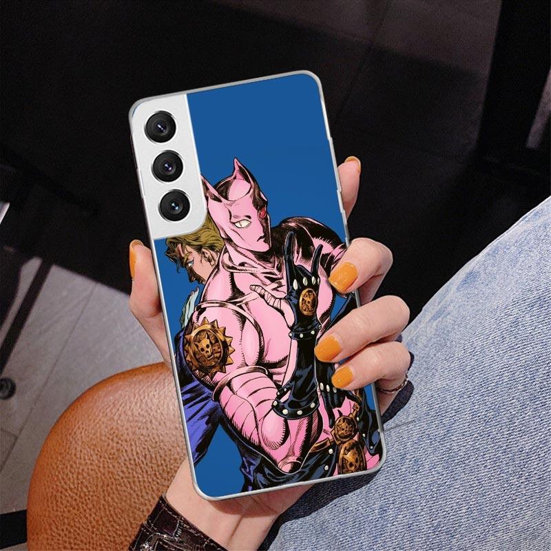 Anime JoJo Killer Queen Phnoe Case for Samsung Galaxy S26 S25 Edge S23 S24 Ultra S22 Plus S21 S20 FE Unique Cover Soft Coque Gal