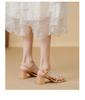 Summer Backless Chunky Heel Sandals for Women – Cross and Single Strap Open Toe with Soft Thick Sole.