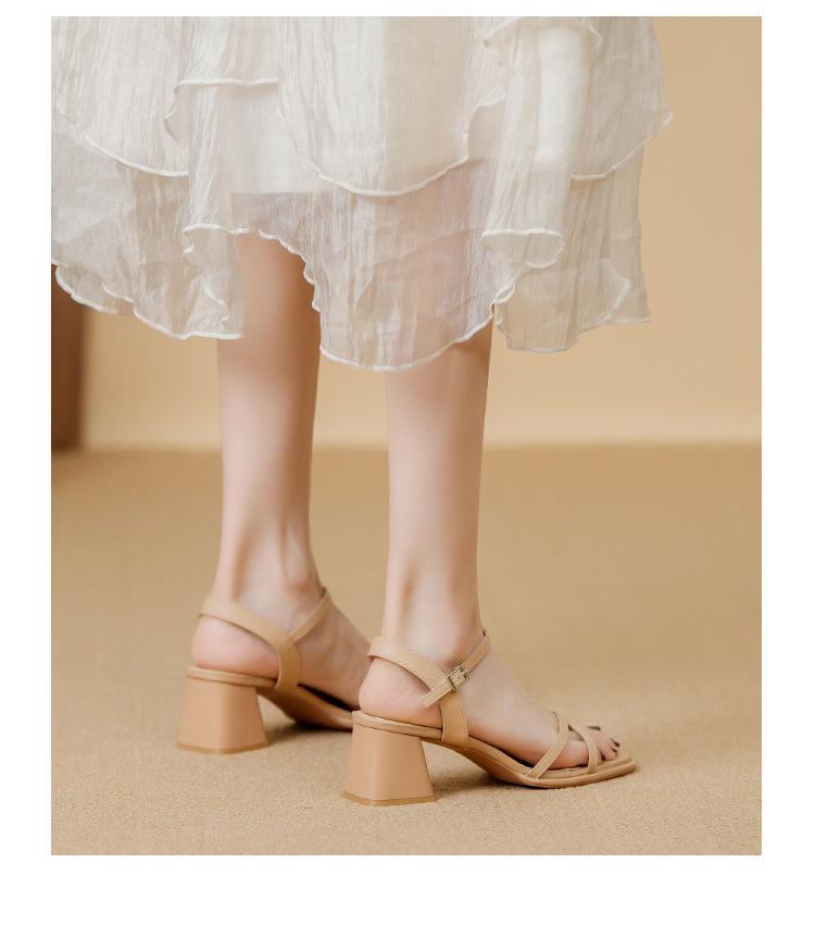 Summer Backless Chunky Heel Sandals for Women – Cross and Single Strap Open Toe with Soft Thick Sole.