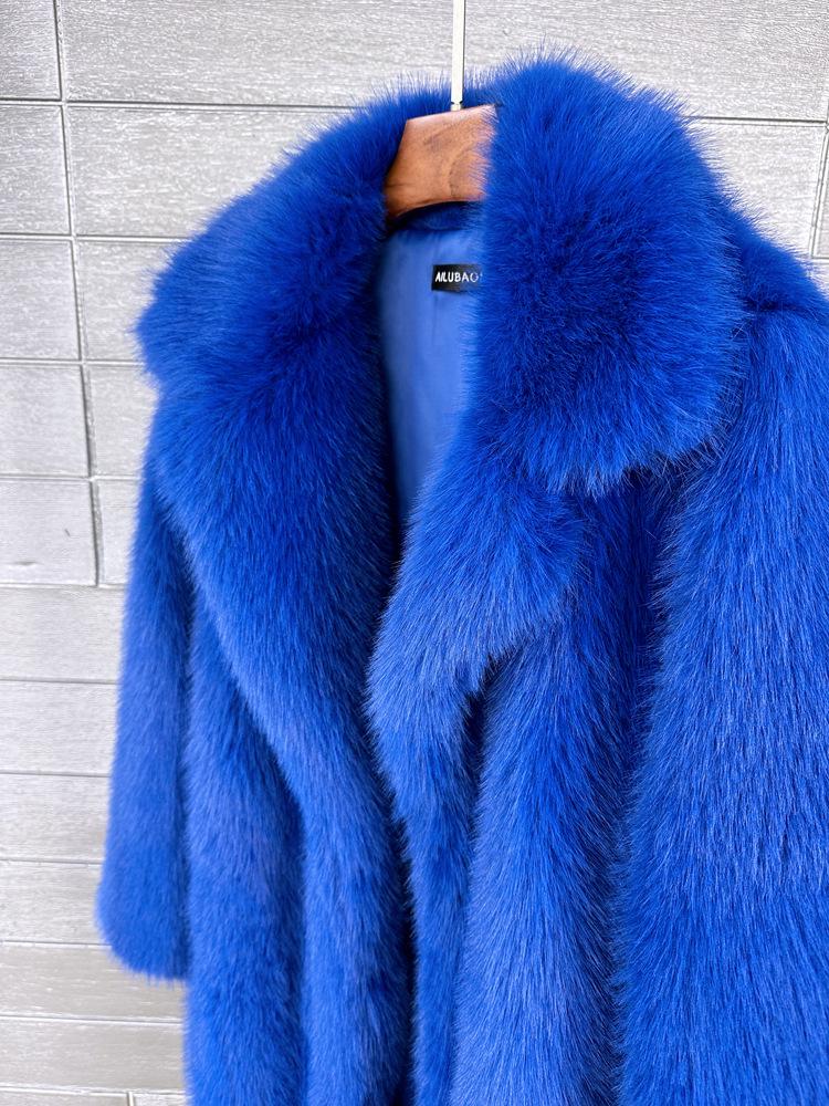 Women's Faux Fur Medium-Length Suit Collar Winter Overcoat