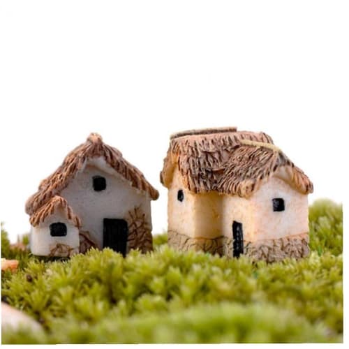 Dollhouse Miniature Gardening Micro Landscape Decoration Village House Set of 4