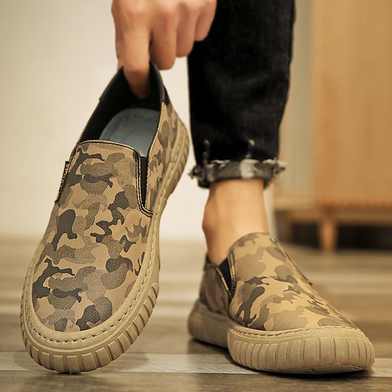 Camouflage Canvas Shoes, Breathable Sports Casual Shoes, Ice Silk Umbrella Cloth Slip-on Lazy Cloth Shoes