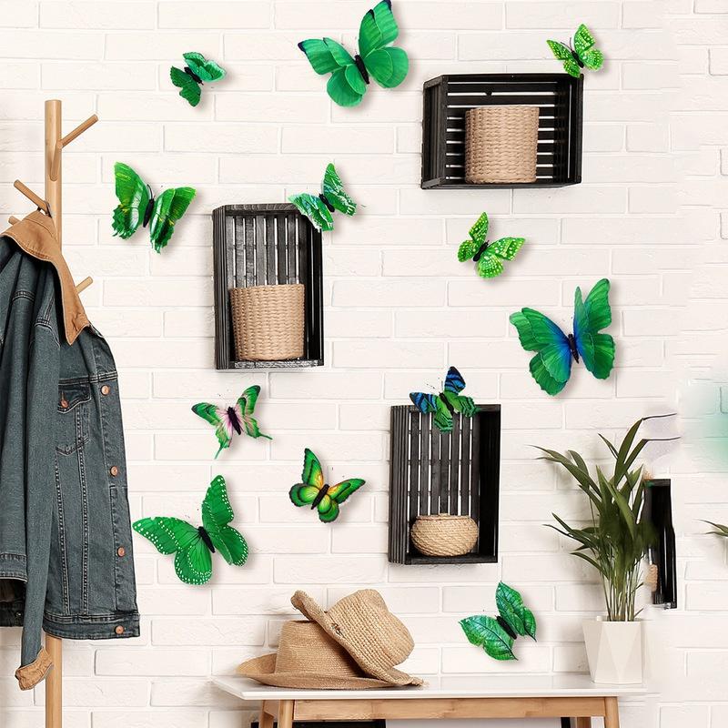 12 Pièces Autocollants Muraux Papillons Décalcomanies Autocollants sur le Mur Nouvel An Décorations de Maison Papier Peint Papillon 3D en PVC pour Salon