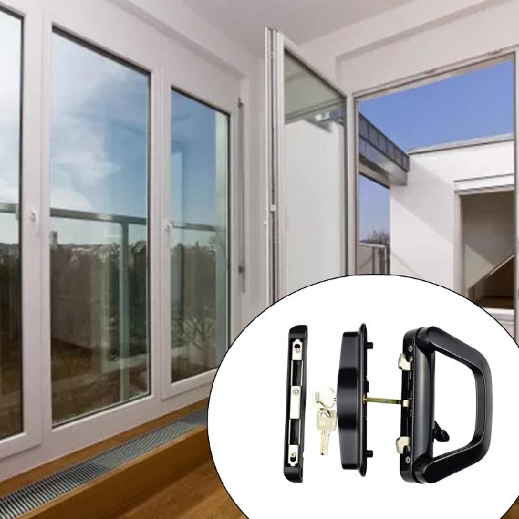 Easy Installation Patio Door Handle with for Key Zinc Alloy White/Black Door Han