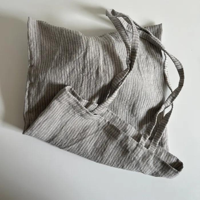 Linen gray striped mini bag