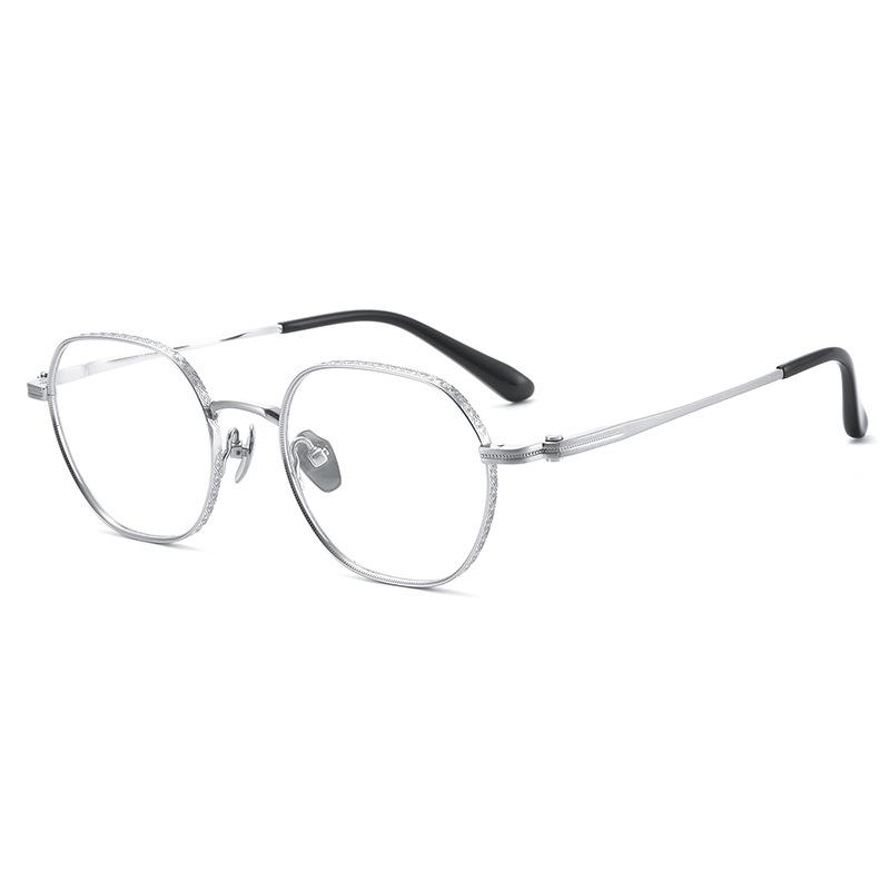 Retro Japanese Titanium Small Frame Myopia Glasses: High-Prescription, Polygonal, Wide Rim for Small Faces