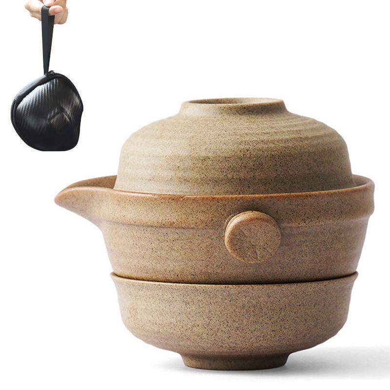 Chinese Kung Fu Tea Set 1 Teapot 2 Teacups Travel Ceramic Pottery Tea Cups for Teaware Outdoor Tea Cups of Tea Ceremony