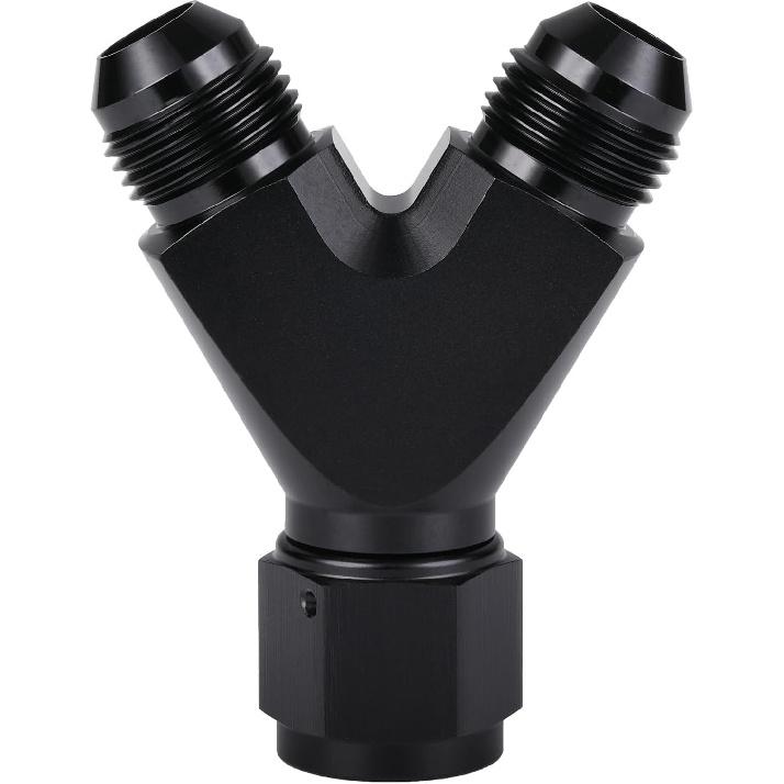 4AN Female to Dual 4AN Male Y Block Fitting Splitter Adapter Union Aluminum Black
