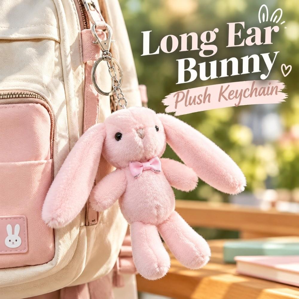 Bow Tie Lovely Plush Bunny Keychain Soft Fluffy Rabbit Stuffed Animal Gift Giving