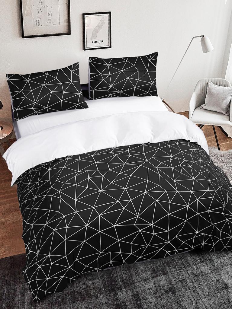 Simple And Fresh Three-Piece Set Thousand Birds Plaid Kit Quilt Cover Bedding