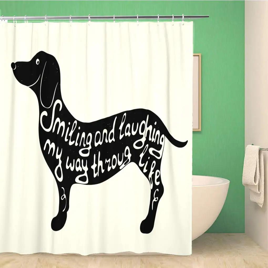 Funny Sausage Dog Dachshund Shower Curtains For Bathroom, Cartoon Dogs Bath Curtains With Cute Animals Waterproof Machine Wash