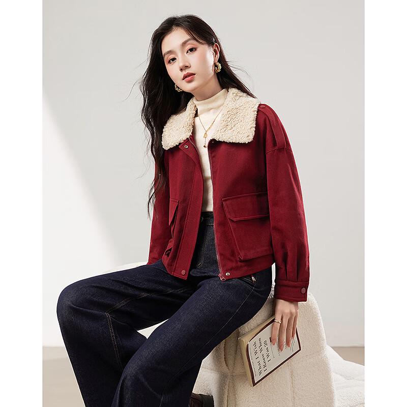 Petite Women's Patchwork Lapel Winter Coat