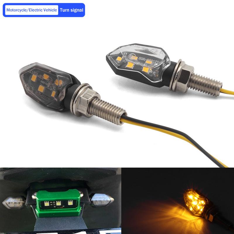 1Pcs Universal Mini Motorcycle Smoke Lens Turn Signal Light 5 Led 12V Amber Blinker Indicator Lamp Two Wire