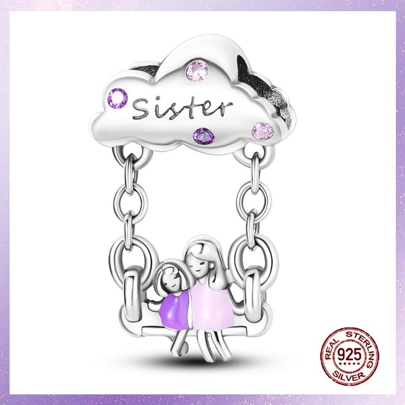 Purple Charms Copper Fit Original Pendant Bracelet Butterfly Glass Heart Feather Clip Charm Dangle Luminous Bead Diy Jewelry