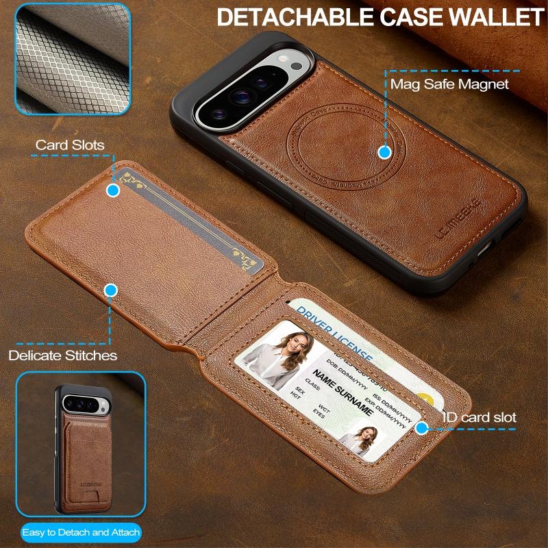 Magnetic Wireless Charging Leather Wallet Phone Case For Google Pixel 10 Pro XL 9 9A 8 8A 7 7A Pixel9 Pixel8 Pixel7 Flip Cover
