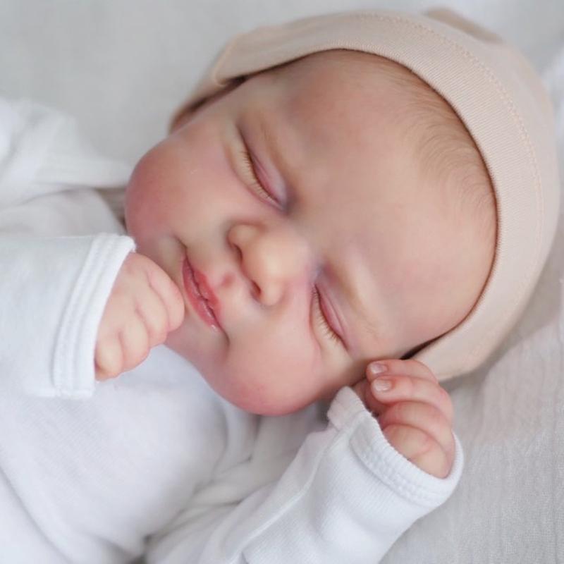 48 cm weiches Silikon schlafend lebensechte Reborn Baby Puppe mit 3D Haut mit sichtbaren Adern Spielzeug für Mädchen Stoffkörper Kid Art Bebe