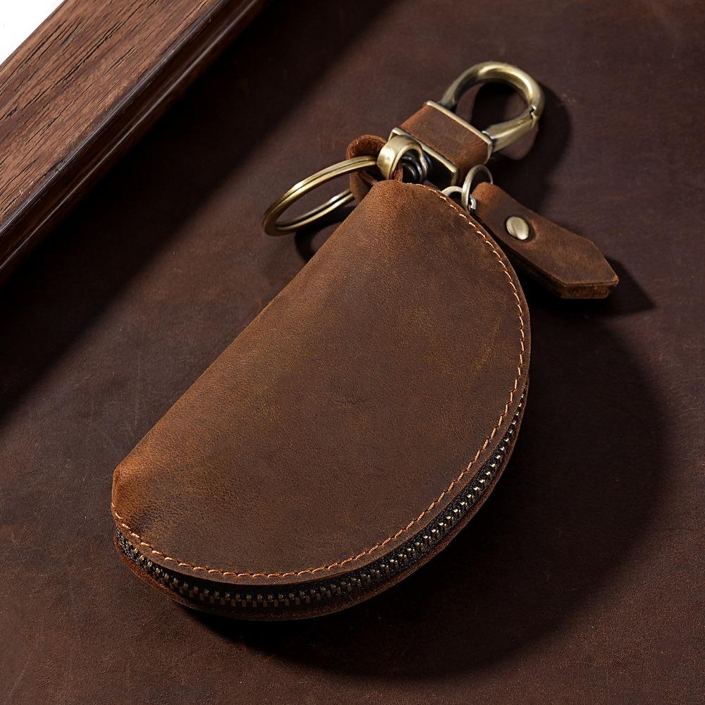 Crazy Horse Leather Car Key Pouch Genuine Leather Key Holder  for Secure Keys Storage