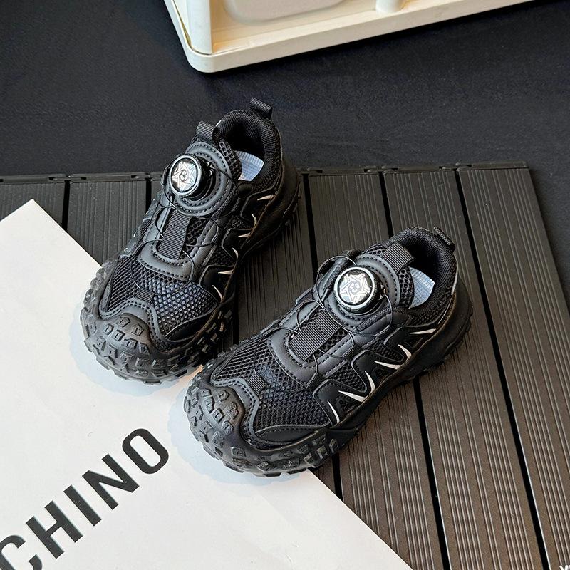 Children's net shoes 2025 spring and summer new girls single net breathable casual sports shoes rotating buckle boys dad shoes