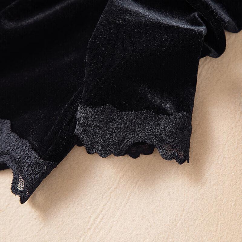 Women's Elegant Lace Trim V-Neck Long Sleeve Blouse