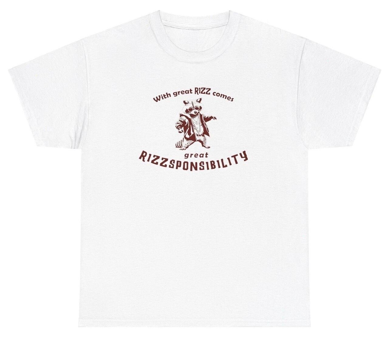 Great Rizz Comes Great Responsibility T Shirt Funny Oddly Specific Bear Tee 4XL
