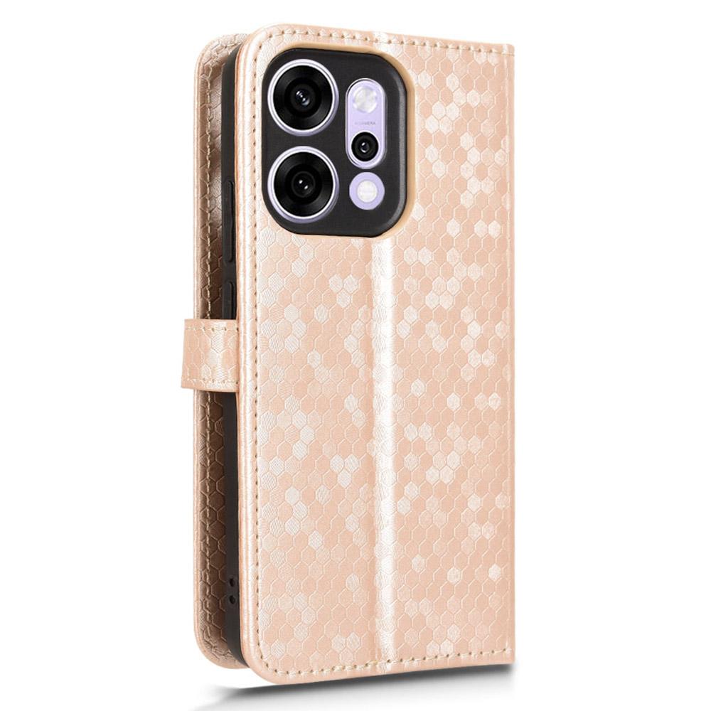 For Oppo Reno14 Pro 5G (Global) Wallet Case Dot Pattern Imprint PU Leather Phone Cover with Wrist Strap