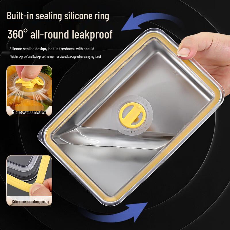 304 Stainless Steel 2-Layer Square Insulated Food Prep Container with Lid