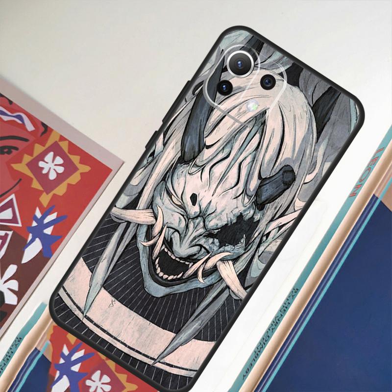 Samurai Oni Mask For Xiaomi 11T 12T 13 Pro 12 11 Lite Phone Case For POCO F5 X5 Pro F4 X4 GT F3 M5 X3 Pro