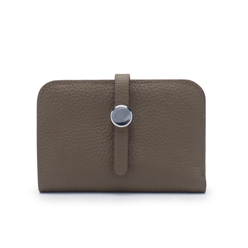 New Wallet Women's Short Genuine Leather Fashion Top Layer Cowhide Ultra-thin Strap Women's Wallet Cowhide Suit Clip
