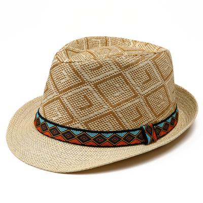 Straw Hat Men'S Korean Version Trendy Fashion Sunshade Top Hat British Retro Jazz Hat Gentleman'S Hat Sun-Proof Straw Hat