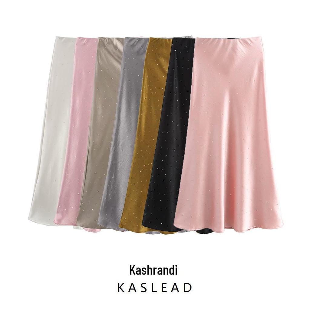 2025 Spring European & American Style Women's Fashion Fishtail Satin Midi Skirt