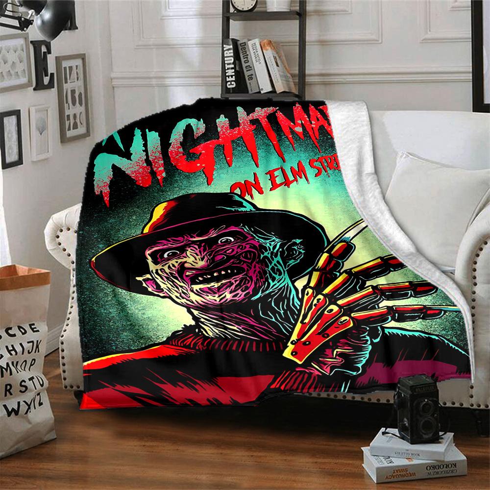 1pc A Nightmare on Elm Street Flannel Throw Blanket - HD Printed Lightweight Soft Warm All-Season Blanket for Sofa, Bed, Travel, Camping 076