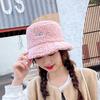 Autumn Winter Fisherman's Hat Embroidered Letter Small Label Pot Hat Fashionable Warm Flat Top Plush Bucket Hat