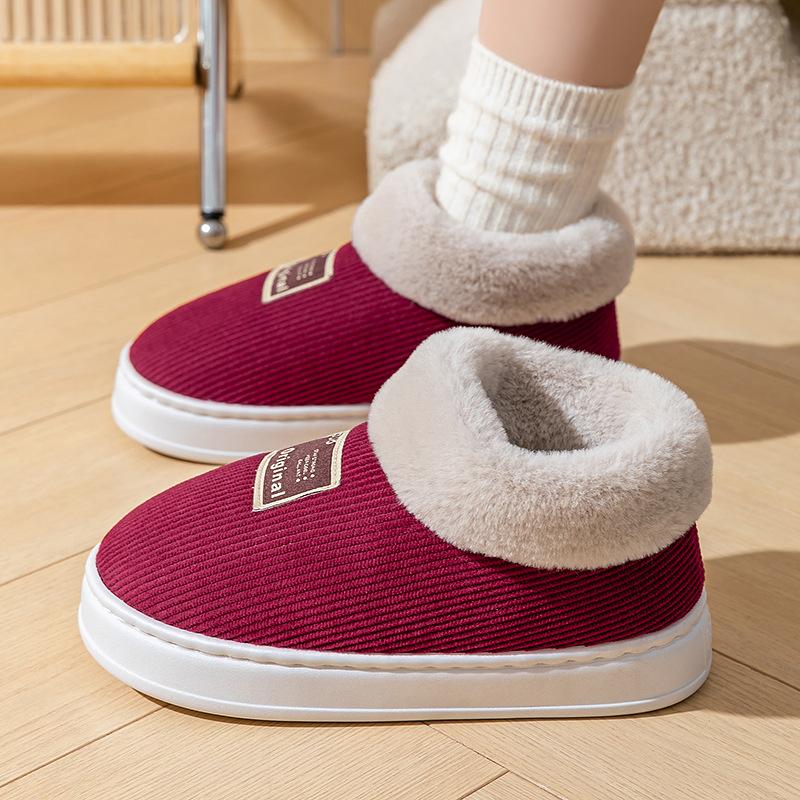 Fashion 2024 Thick Soled Winter Warm Cotton Slippers Thickened for Outer Wear Lightweight Bag Heels with Velvet Cotton Shoes Comfortable