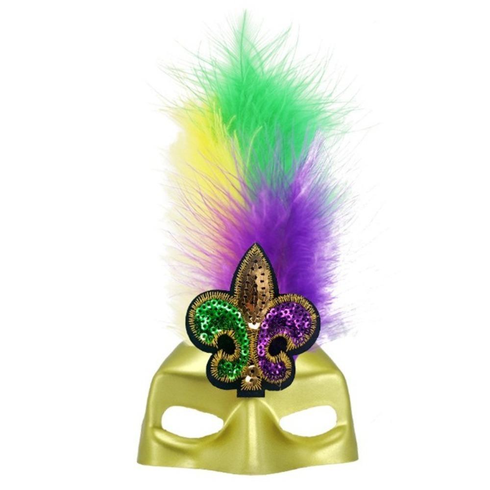 Glitter Feather Headpiece Colorful Carnival Mask Funny Pet Feather Headband Costume Party Style C