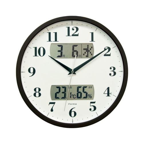 Formia Wall Clock, Radio-Controlled, Quiet, with Temperature and Humidity Monitors, Date, Calendar, Day of the Week, and Nighttime Stop Function, Brow