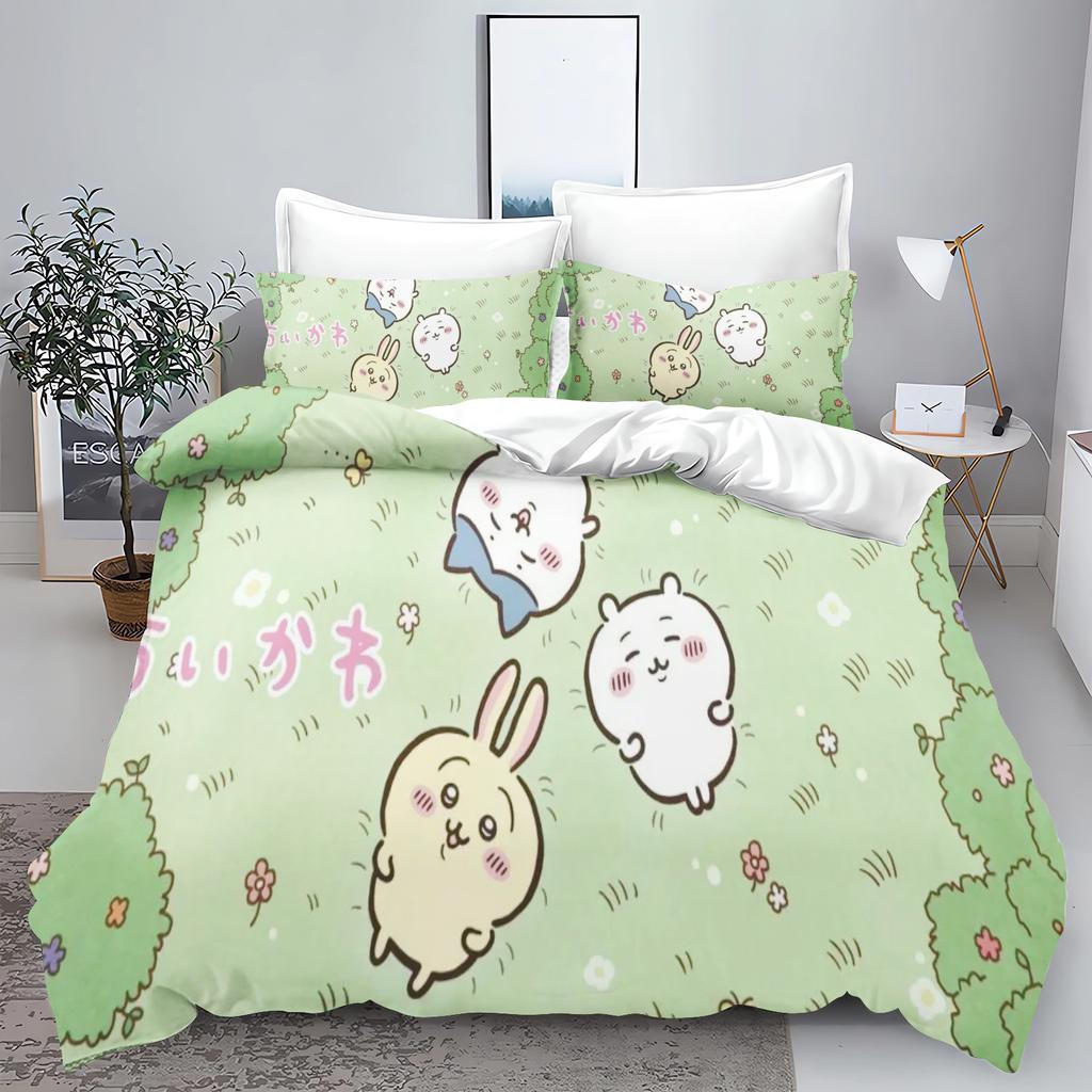 Chiikawa Anime Home Bedroom Comforte Nordic polyester material suitable for children and adults 3-piece set