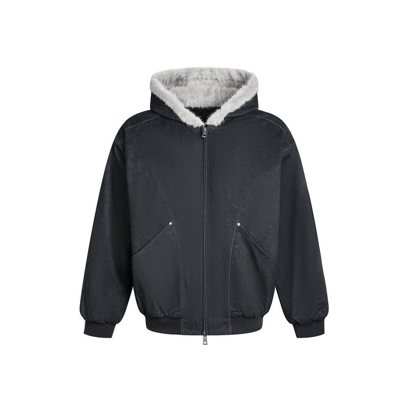 Dream Made American-Style Winter Fleece-Lined Thickened Jacket for Men, Short Cotton Coat, Men's Winter Cotton Clothing