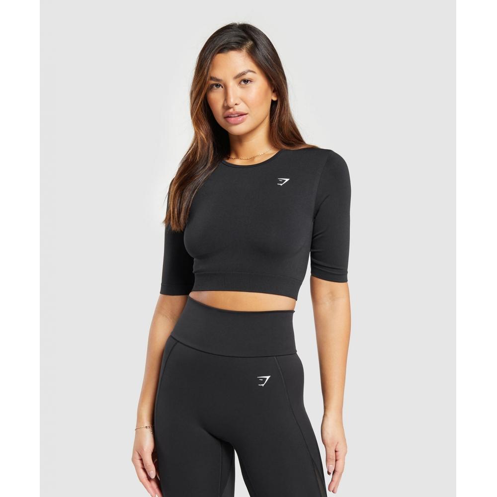 

Бесшовный укороченный топ GYMSHARK на каждый день, черный B8A4P BB2J XS